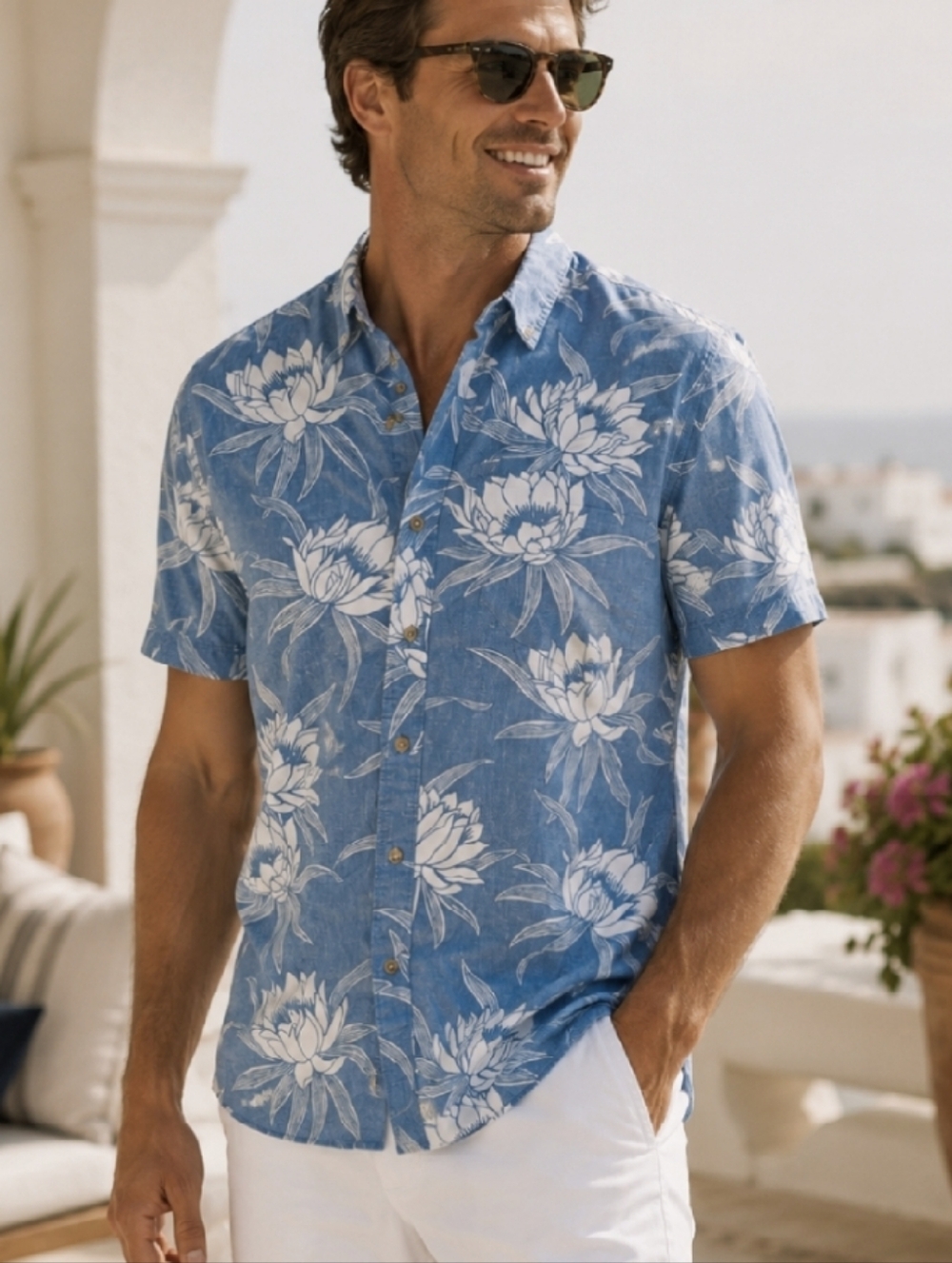 Kahala Hawaiian Button Down Floral Cotton Shirt